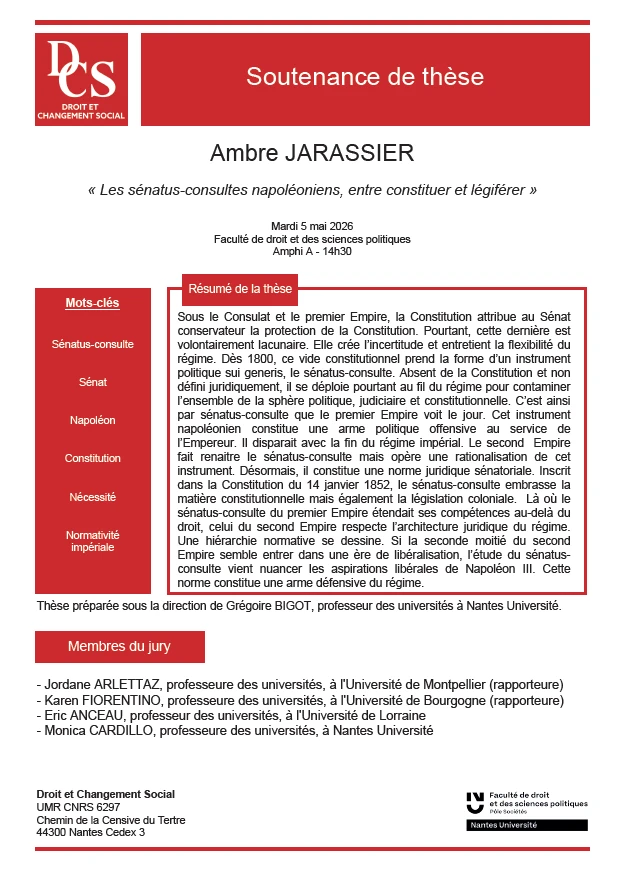 Avis de Soutenance d'Ambre Jarassier