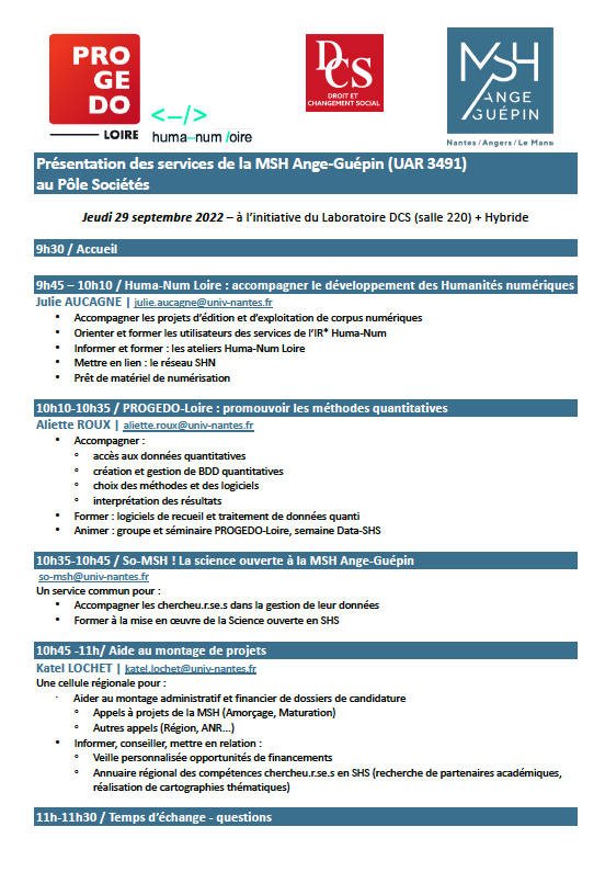 Recherche SHS - Présentation des services de la MSH Ange-Guépin au Pôle ...