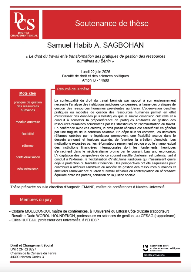 avis de soutenance Samuel SAGBOHAN