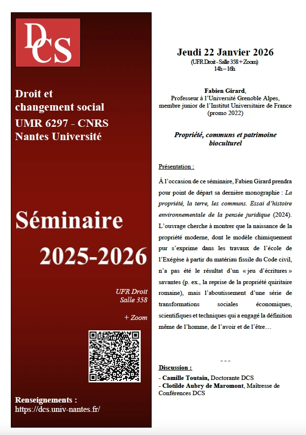 Affiche SemGenDCS 2025-2026 Fabien Girard